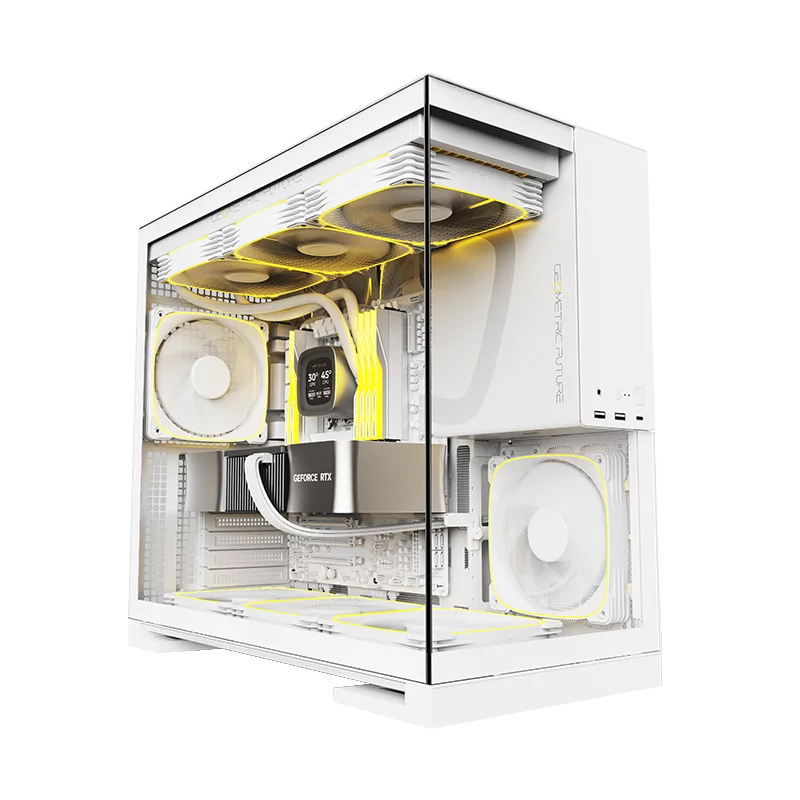 Корпус ПК без блока питания/ Case Geometric Future Model 5, Midi-Tower, TG, no fans, 2xUSB-A 3.0, 1xUSB 3.2 Type-C, E-ATX, ATX, mATX, mITX White (1AM5WKWT00100)