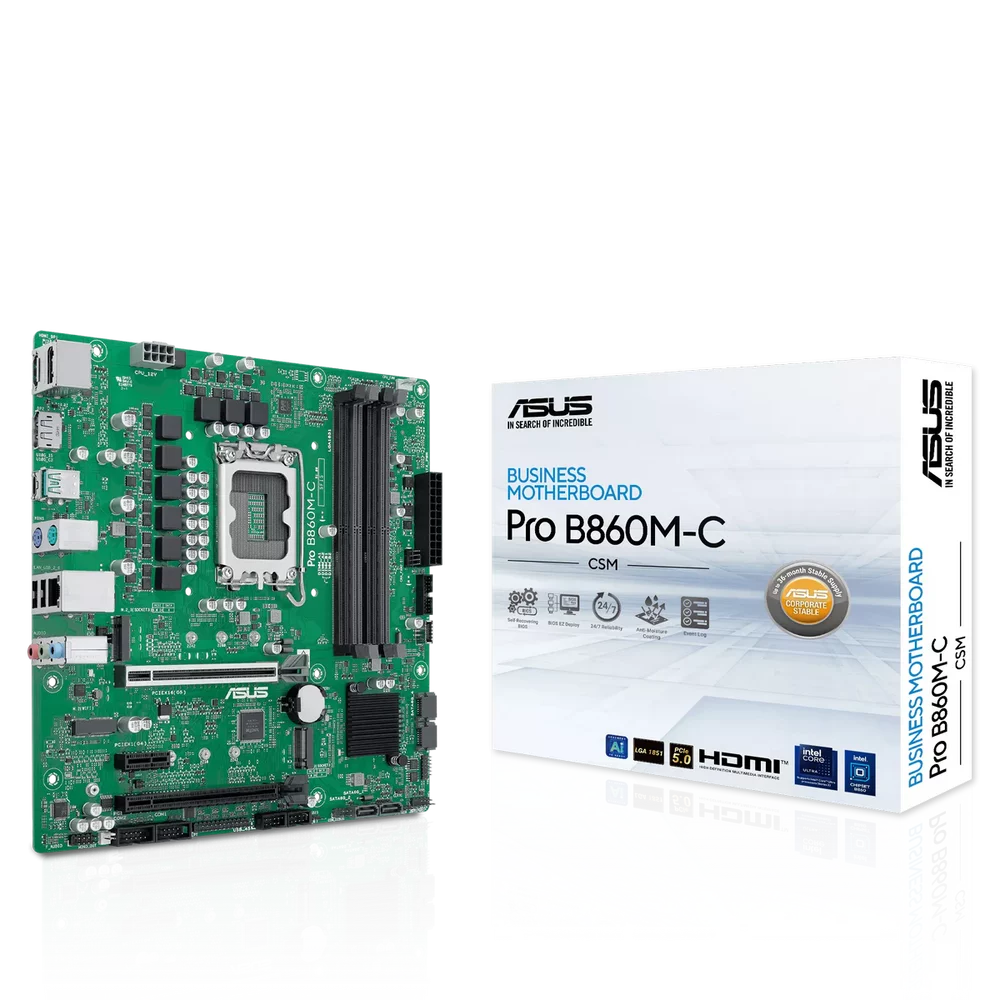 Материнская плата ASUS PRO B860M-C-CSM LGA1851 mATX 4xDDR5 2xPCIEx16 PCIEx1 USB-C 2xDP HDMI 2xM.2 GLAN (90MB1MCP-M0EAYC)
