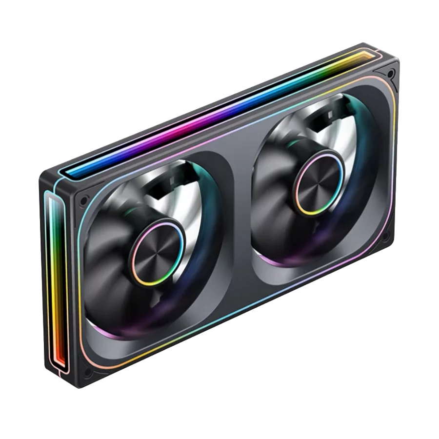 Кулер для корпуса/ Case Cooler JONSBO ZA-240BR Reverse (2x120x120mm, 4-pin PWM, ARGB, 62.4CFM, 37.3dBA, 2400RPM, Black, Single-Frame RGB Fan Unit)