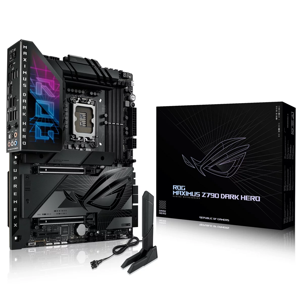 Материнская плата ASUS ROG MAXIMUS Z790 DARK HERO, LGA1700, Z790, 4*DDR5, HDMI, 6xSATA3 + RAID, M2, Audio, Gb LAN, USB 3.2, USB 2.0, ATX (90MB1F90-M0EAY0)