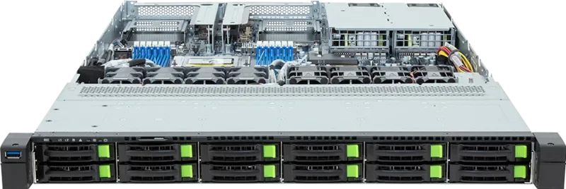 Шасси серверное Gigabyte Server Platform R163-Z35 Rev.3x / 1U / 1xAMD (9004/ 9005) / 1xHS / 12xDIMM / 12xSFF NVME/ SAS/ SATA + 1xM.2 PCIe Gen3 / 1x1GbE / 2xOCP 3.0 / 2xFHHL / 2x1300W / Rails / 1Y (R163-Z35-AAH1)
