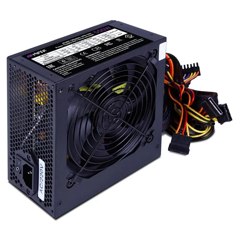 блок питания для ПК 550 Ватт/ Power Supply HIPER HPB-550 (ATX 2.31, 550W, Active PFC, 80Plus BRONZE, 120mm fan, Black) BOX