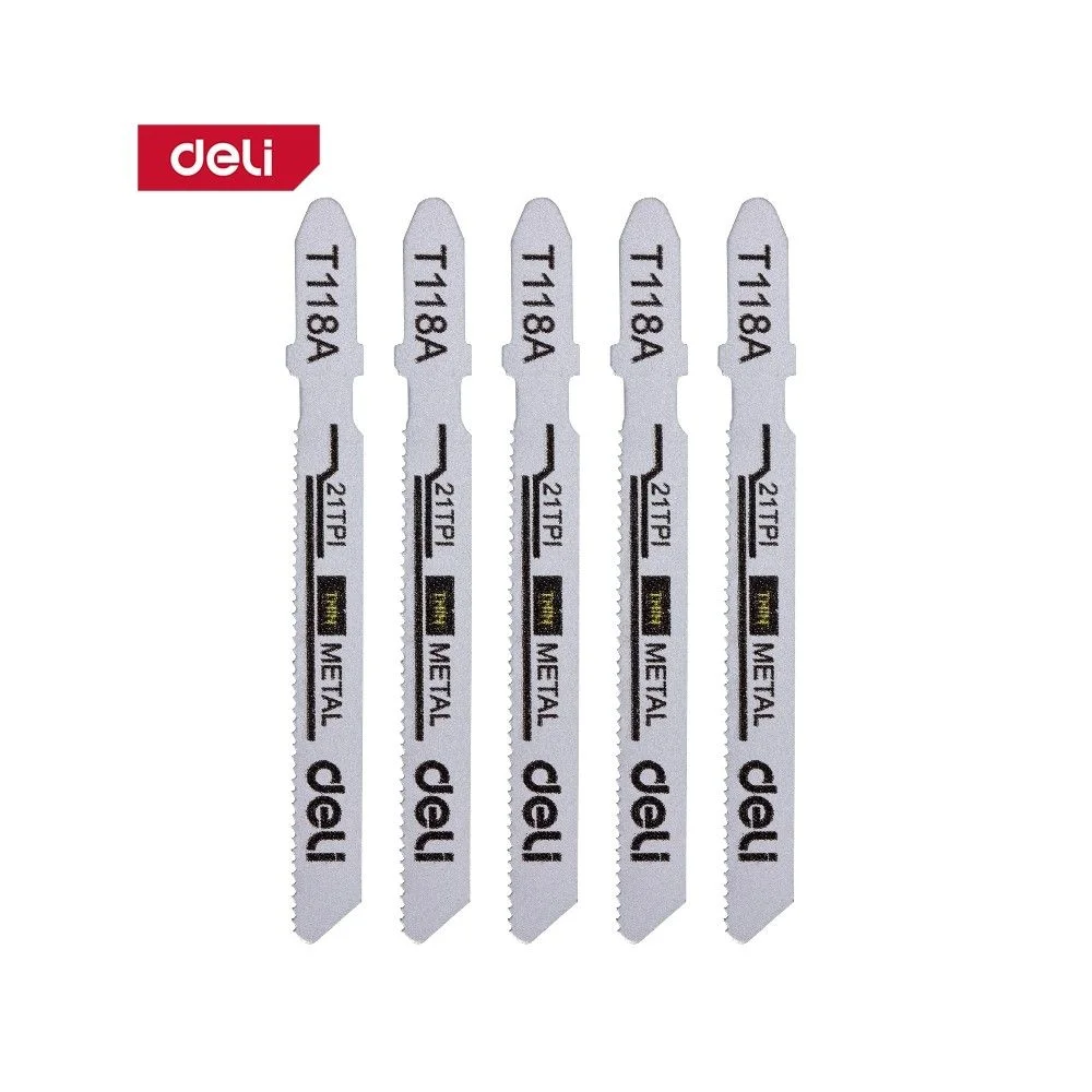 Набор оснастки Deli Пилки для электролобзика (5шт) по металлу DH-QJT021-E4 тип T118A, 21TPI, 50мм