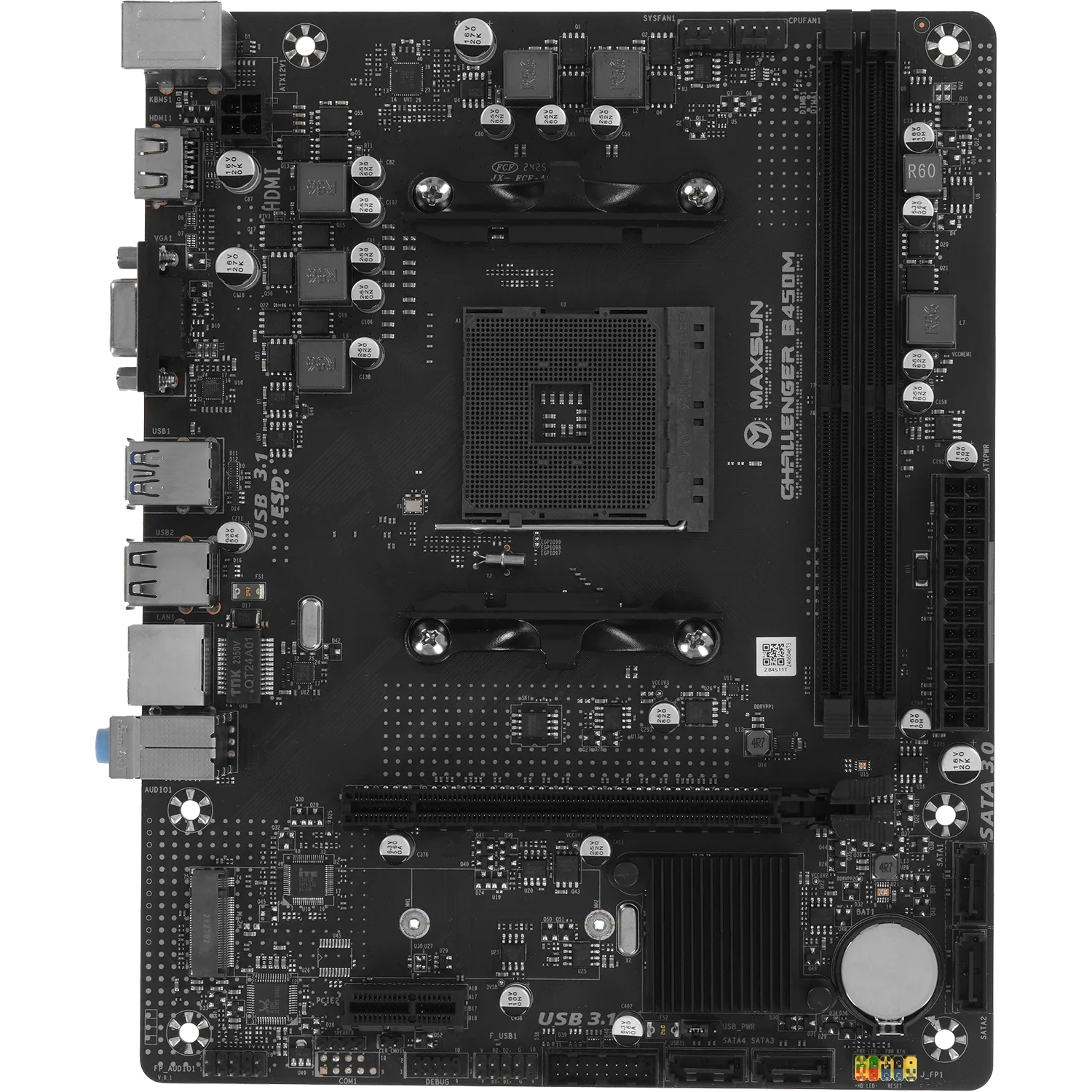 MAXSUN MS-Challenger B450M (Socket AM4, mATX, 2*DDR4, VGA+HDMI, 4*SATA3, 1*M.2, 1*PCIEx16/ 1*PCIEx1, 2*USB2.0, 2*USB 3.2 Gen1, LAN 1*1G, RTL)