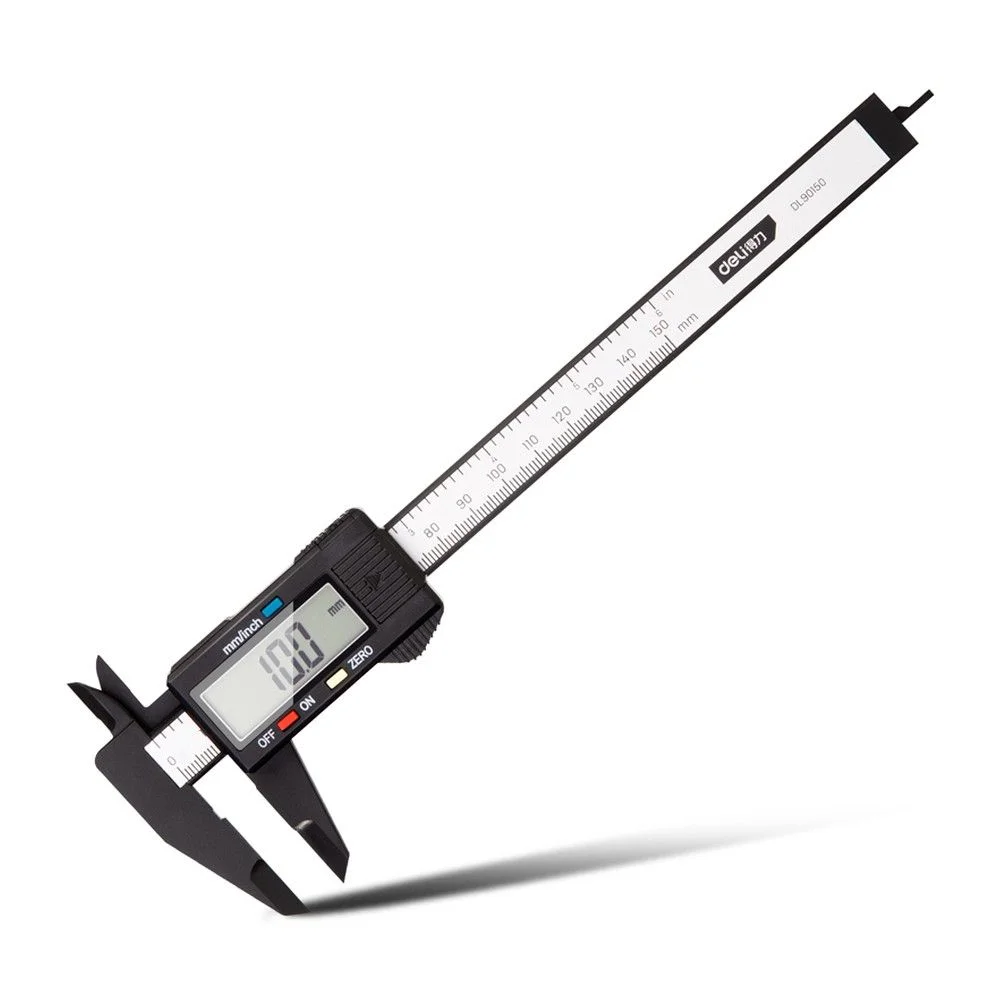 Электронный штангенциркуль Deli DL90150 150мм, метрическая/дюймовая конвертация, пластик, светодиодный дисплей