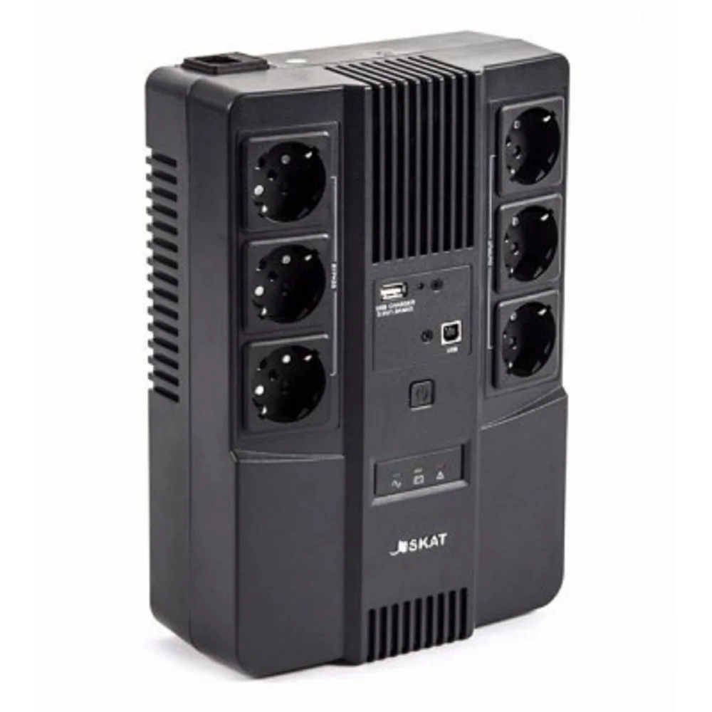 ИБП Бастион SKAT-UPS 800-AI-IN-1x9 {Line-interactive, 800/ 480Вт, USB/ RJ-45, АКБ 1х 9Ач, сверху ЕВРО 3+3, МПТ} (452) (452 SKAT-UPS 800-AI-IN-1X9)