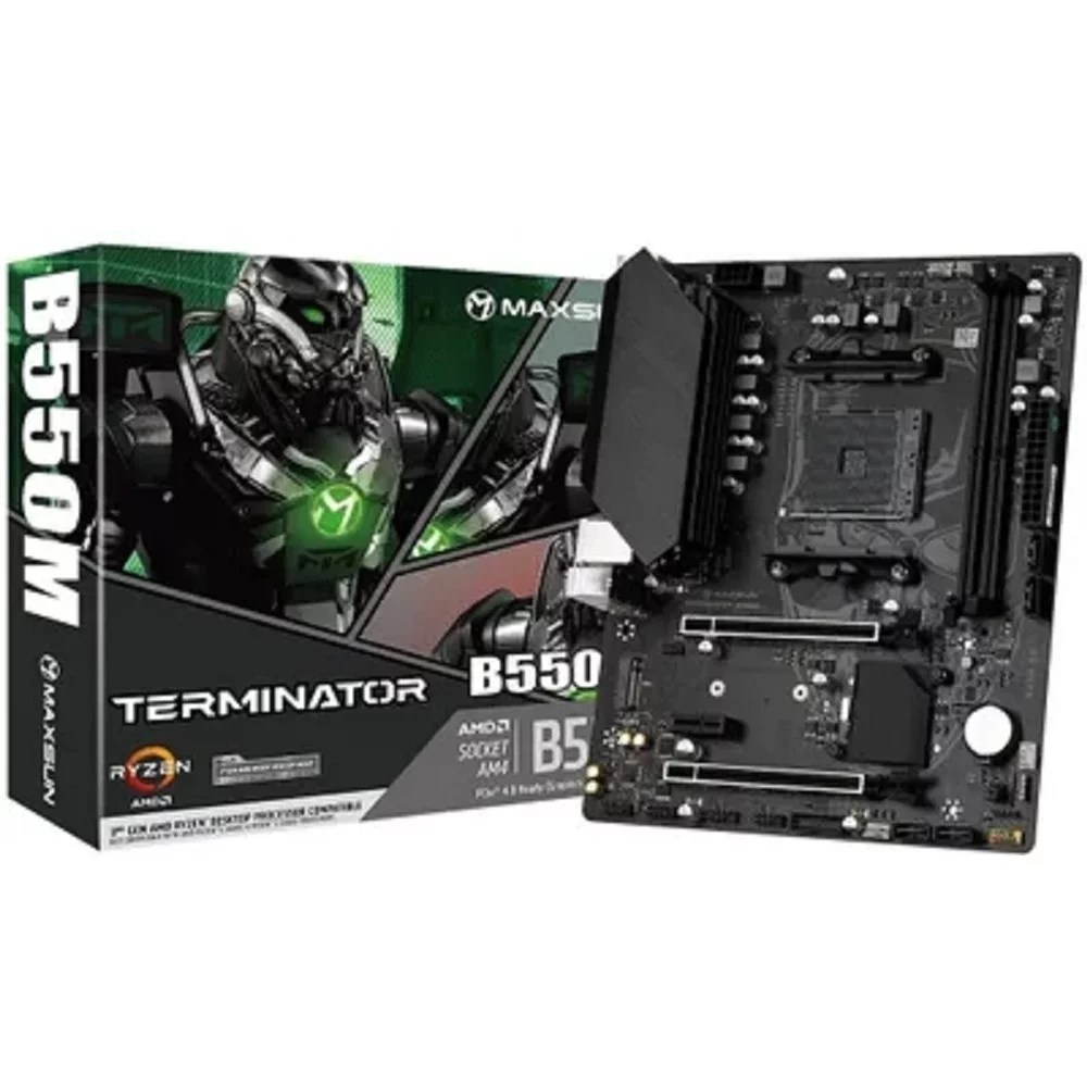 Материнская плата MAXSUN MS-Terminator B550M, AM4, B550, 2*DDR4, 4*SATA 3.0, M.2, 2*USB 3.2, 4*USB 2.0, 1*PCIE 16, 1*PCIE 4, 1*PCIE 1, HDMI+VGA, mATX