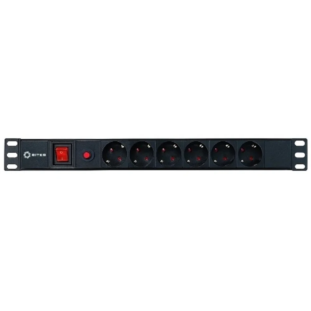 5bites Блок розеток PDU-10 6S / 10A / PVC / SWITCH / 1U / 19"