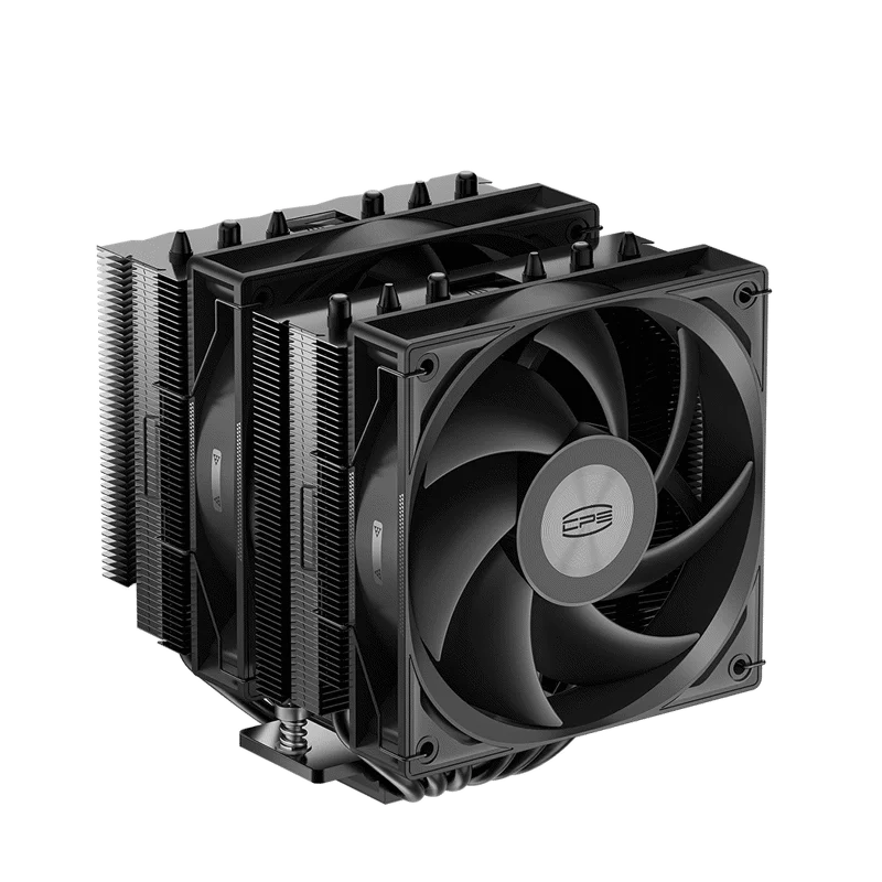 Кулер для процессора/ PCCooler RT620 BK (250W, 4-pin PWM, 157mm, Al/Cu, 6x6mm, 2x120mm, 73.32CFM, 34.9dBA, 2200RPM, S: 1851/1700/1200/115X, AM5/AM4, black)