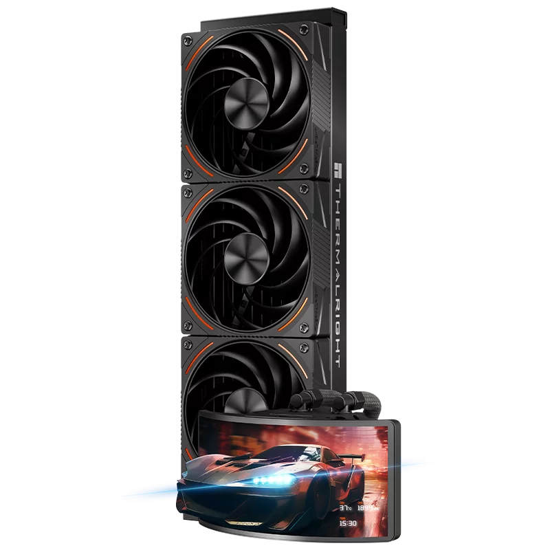 Водяное охлаждение для процессора/ Water Cooling System Thermalright Rainbow Vision 360 Turbo (360mm, LED, Black, ARGB/ Fans: 3x120mm, 120.38CFM, 44.7dBA, 3000RPM/ Pump height 86mm, 6400RPM, Rad thick (R-VISION-TURBO-BL-360-ARGB)