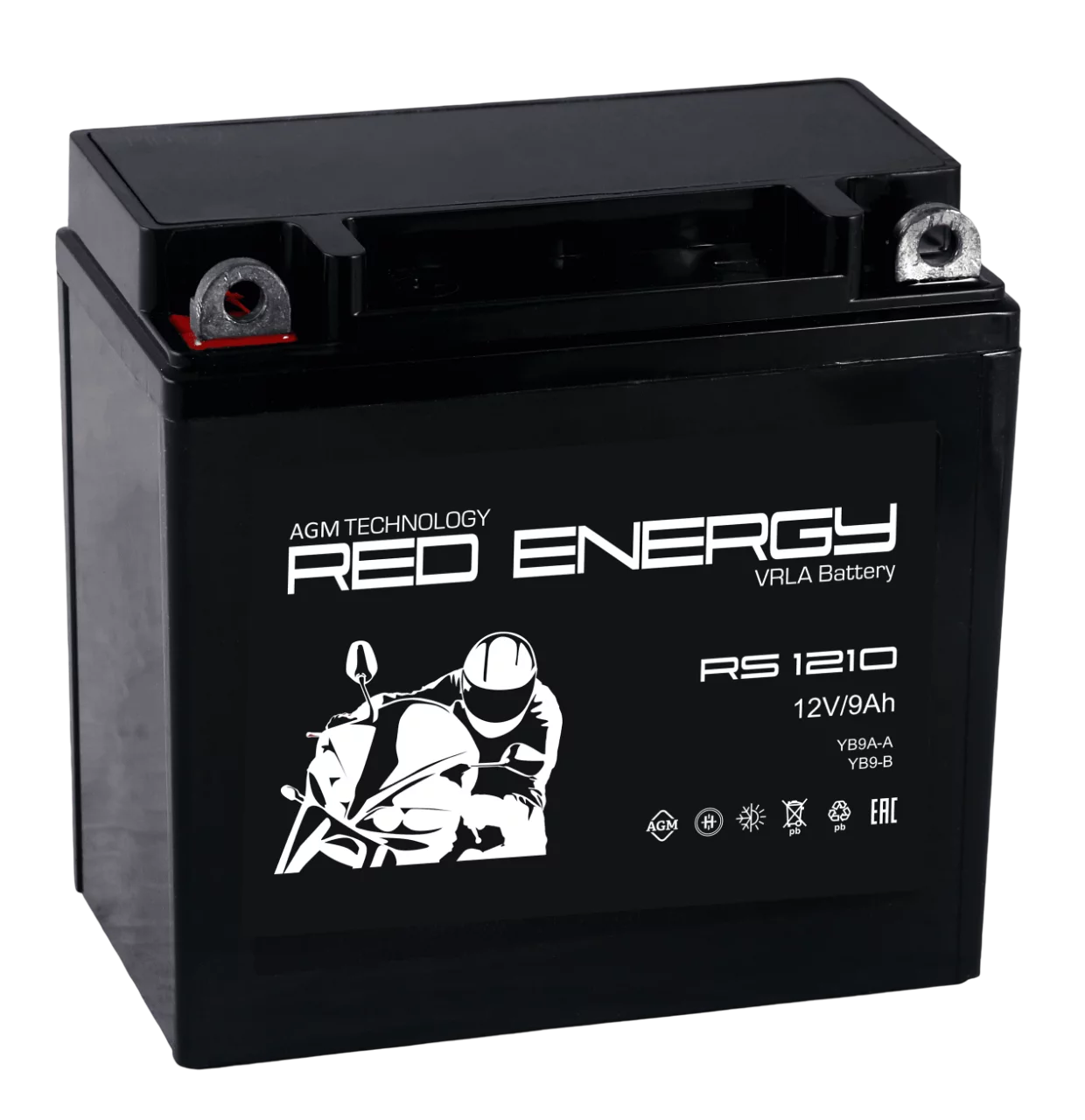Аккумуляторная батарея для мото-техники/ DELTA серия RS, RS 1210, напряжение 12В, емкость 9 Ач (разряд 10 часов 10.5 В), пусковой ток: 144А, полярность обратная ( - +), тип AGM;Pb (свинцово-кислотны