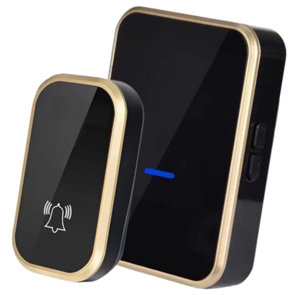 Звонок дверной кинетический SmartiNext , черно-золотистый SN-T193-BG не требует батарейки в кнопке, В комплекте: 1 внешняя кнопка и 1 внутренний блок, Радиус действия : до 150 м, Световая индикация: да, Регулировка громкости: Да, Колличество мелодий: 52
