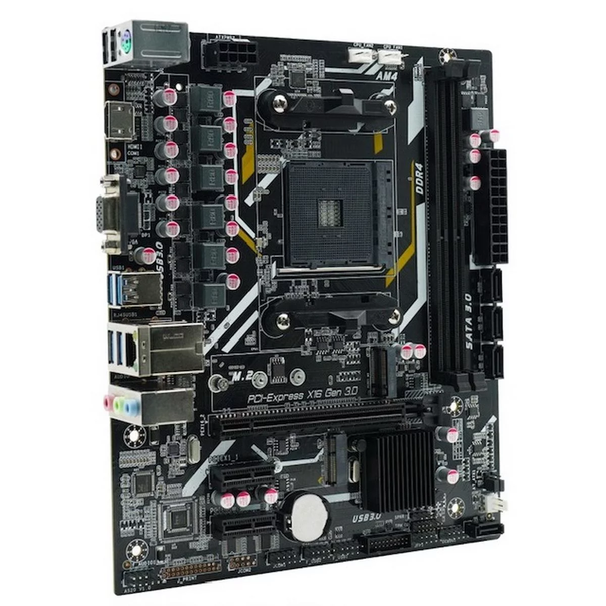 Материнская плата/ MB AFOX AMD A520 AM4, 2xDDR4(32GB), 1xPCIe 3.0x16, 2xPCIe x1, 1xMPCIe, 1xHDMI, 1xDsub, 1xLAN(1GbE), 4xSATA, 1xM.2, 4xUSB 3.0, 2xUSB 2.0, 2xPS/2, mATX (A520D4-MA5-V2)