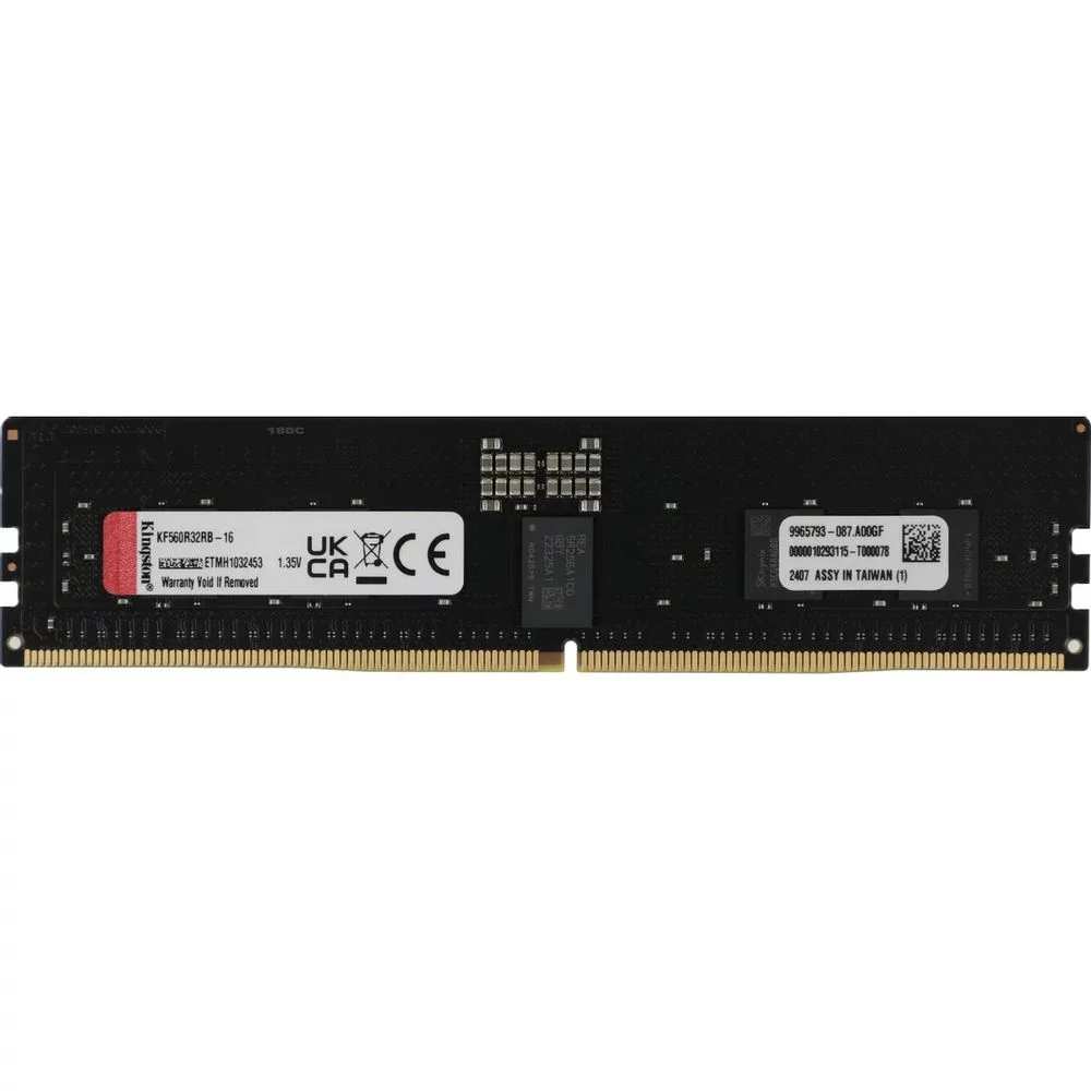 Модуль памяти Kingston OEM 16GB DDR5 6000 FURY Renegade Pro RDIMM Black XMP ECC Registered DIMM (Single Module) 1RX8 32-38-38 1.35V 288-pin 16Gbit (KF560R32RB-16||OEM)