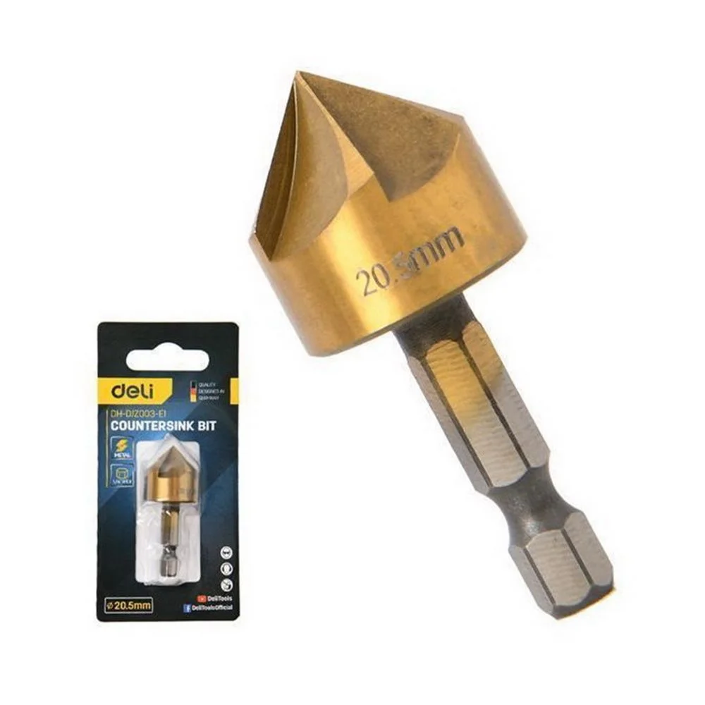Зенковка конусная под М10 по металлу/дереву/пластику Deli DH-DJZ003-E1 20,5мм, сталь HSS, угол заточки 90град., шестигранный хвостовик