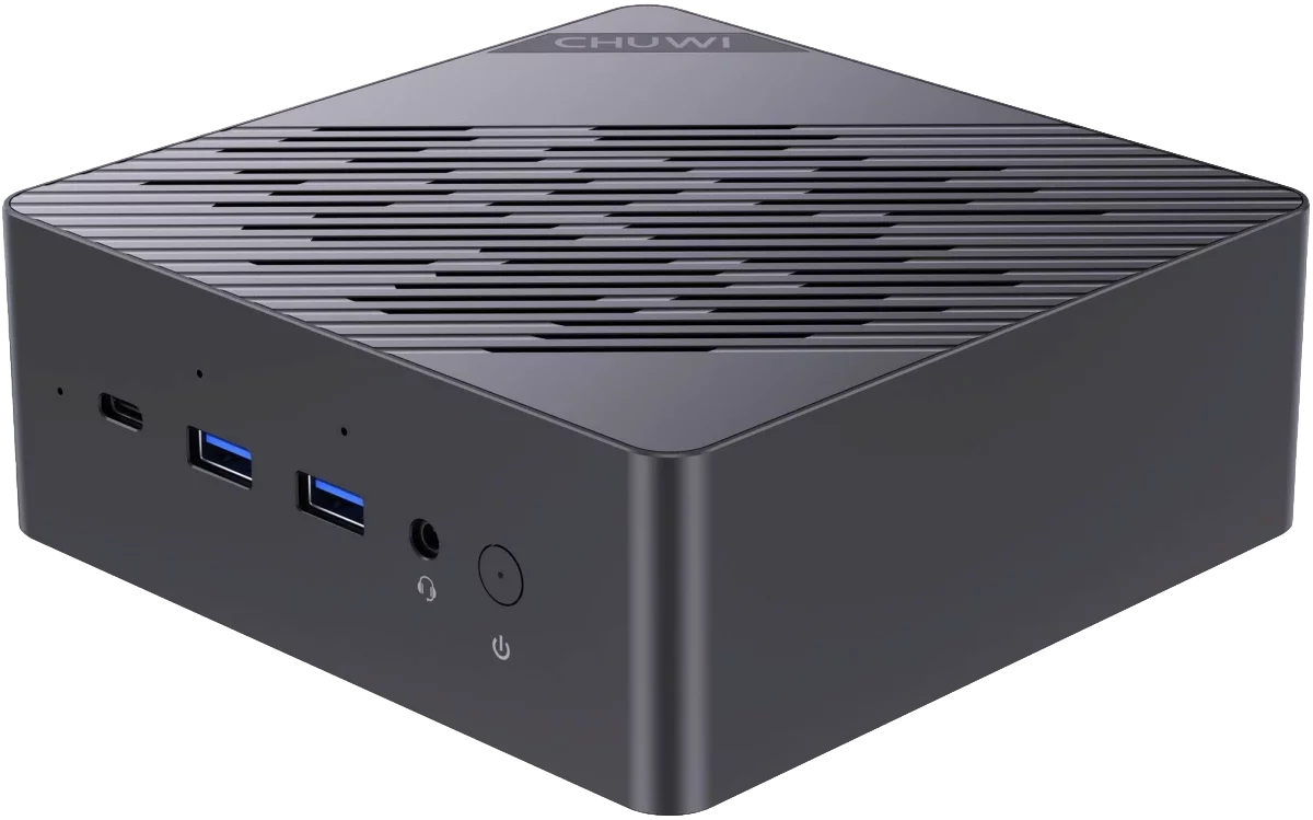 Chuwi AuBox AMD Ryzen AI 9 365(2Ghz)/32768Mb/1024PCISSDGb/Int:AMD Radeon 880M/BT/WiFi/war 1y/0.74kg/Gold+Black/Win11Pro + Aluminum+plastic/RAM slot*2/bracket/USB2.0*1/USB3.2*2/USB3.0*1/Type-C*2/HDMI*1/DP*1/RJ45*2/WIFI6/BT5 (CWI603AIP)