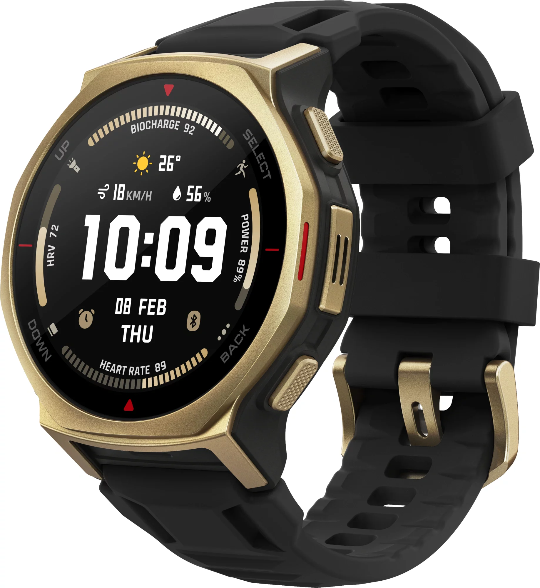Смарт-часы Amazfit T-rex 3 Pro A2444 48мм 1.5" AMOLED корп.золотистый рем.черный разм.брасл.:22мм (1747223)