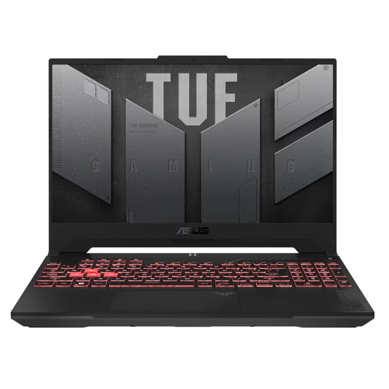 Ноутбук/ ASUS TUF A15 FA507NV-LP103 15.6"(1920x1080 (матовый, 144Hz) IPS)/AMD Ryzen 5 7535HS(3.3Ghz)/16384Mb/512PCISSDGb/noDVD/Ext:nVidia GeForce RTX4060(8192Mb)/Cam/BT/WiFi/90WHr/war 1y/2.2kg/Mecha Gray/DOS (90NR0E85-M00BJ0)