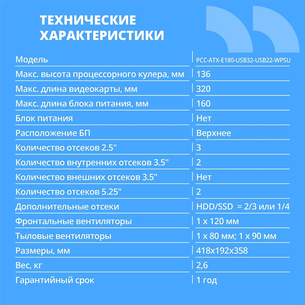 Картинка pcc-atx-e180-usb32-usb22-wpsu