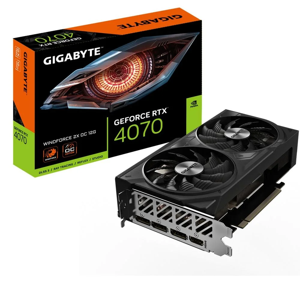 Видеокарта Gigabyte RTX4070 WINDFORCE 2X OC 12GB GDDR6X 192-bit DPx3 HDMI 2FAN RTL (GV-N4070WF2OC-12GD||BP)