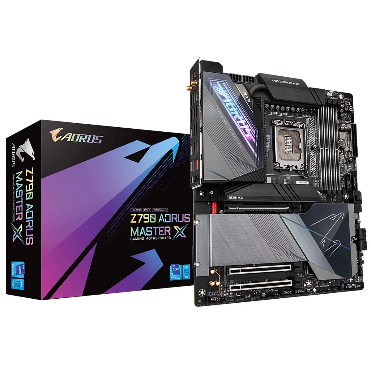 Материнская плата/ MB GIGABYTE INTEL Z790 s1700, 4xDDR5(256GB), DP, 1xPCIe 5.0x16, 2xPCIe 3.0x16, 1xLAN (10GbE), Wi-Fi 7, BT 5.3, 4xSATA 6Gb/s, 5xM.2, 3xUSB-C, 11xUSB 3.2, ATX (Z790 AORUS MASTER X)