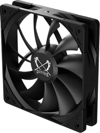 Кулер для корпуса/ Case Cooler Scythe Kaze Flex II 120 (120x120x26mm, 4-pin PWM, 90.28CFM, 36.2dBA, 2000RPM, Black) (KFS1225FD20-P)