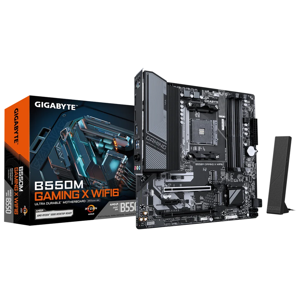 Материнская плата Gigabyte Bad Pack B550M GAMING X WIFI6, Socket AM4, AMD B550, 4xDDR4-3200, HDMI+DP, 2xPCI-Ex16, 1xPCI-Ex1, 4xSATA3(RAID 0/ 1/ 10), 2xM.2, 8 Ch Audio, GLan, WIFI, (2+2)xUSB2.0, (4+2)xUSB3.2, ( (B550M GAMING X WIFI6||BP)