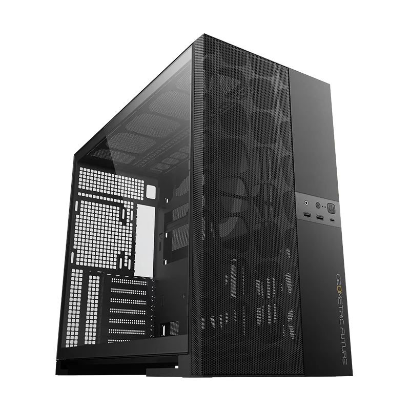 Корпус ПК без блока питания/ Case Geometric Future Model 5 Vent, Midi-Tower, TG, no fans, 2xUSB-A 3.0, 1xUSB 3.2 Type-C, E-ATX, ATX, mATX, mITX Black (1AM5VTBK00100)