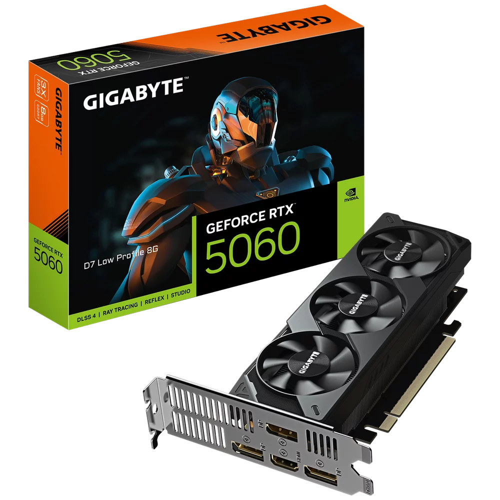 Видеокарта Gigabyte RTX5060 D7 Low Profile 8GB GDDR7 128bit 3xDP HDMI 3FAN LP RTL (GV-N5060D7-8GL)