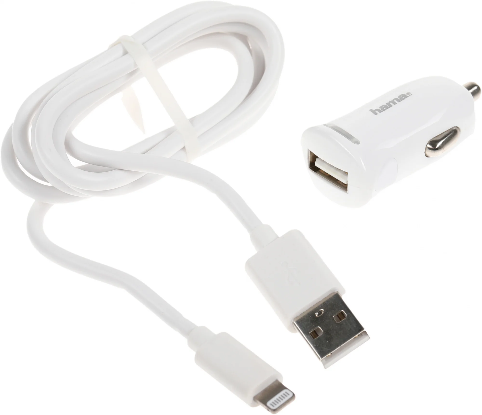 Автомобильное зар./устр. Hama H-183266 12W 2.4A USB для Apple белый (00183266)