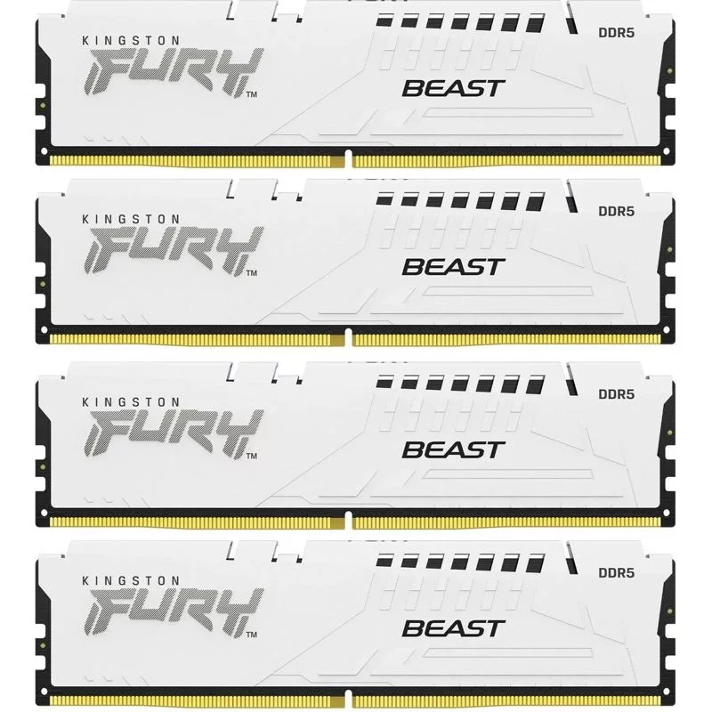 Память оперативная/ Kingston 64GB 6000MT/s DDR5 CL40 DIMM (Kit of 4) FURY Beast White XMP (KF560C40BWK4-64)