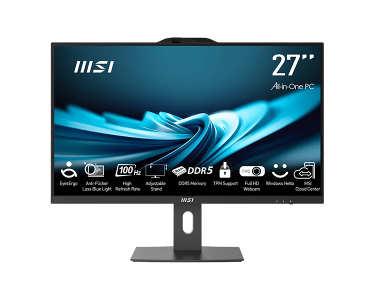 Моноблок MSI Pro AP272P 14M AiO 27" FHD(1920x1080)IPS AG Non-touch, Core i5-13500(2.5GHz), 16Gb(16*1) DDR5 SO-DIMM, 512GB SSD M.2, Intel Graphics,WiFi,BT,camera, WirelessKB&mouse Eng/ Rus,No OS,1y war-ty, Black (9S6-AF8321-1099)