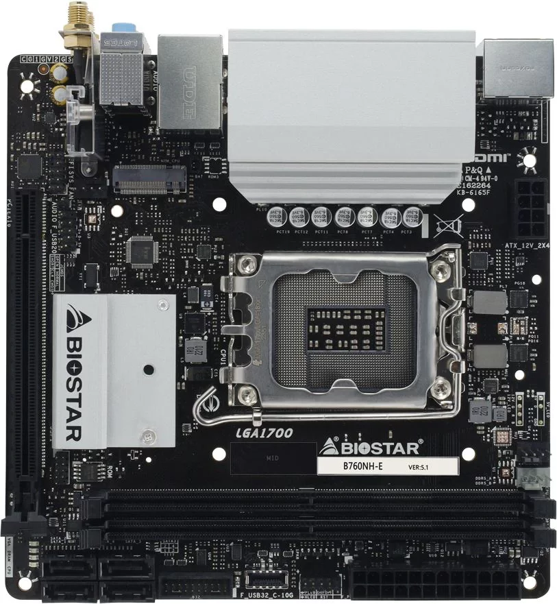 Материнская плата Biostar B760NH-E Soc-1700 Intel B760 2xDDR5 mini-ITX AC`97 8ch(7.1) 2.5Gg RAID+HDMI+DP