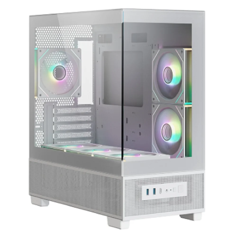 XASTRA Q500M 6ARGB-C10-UC White mATX/Aquarium/Screewless/ 6x120mm ARGB PWM FM fans/Argb+PWM HUB 10port/ Type-C/ Q500M-6FM12A-C10-UC-WH