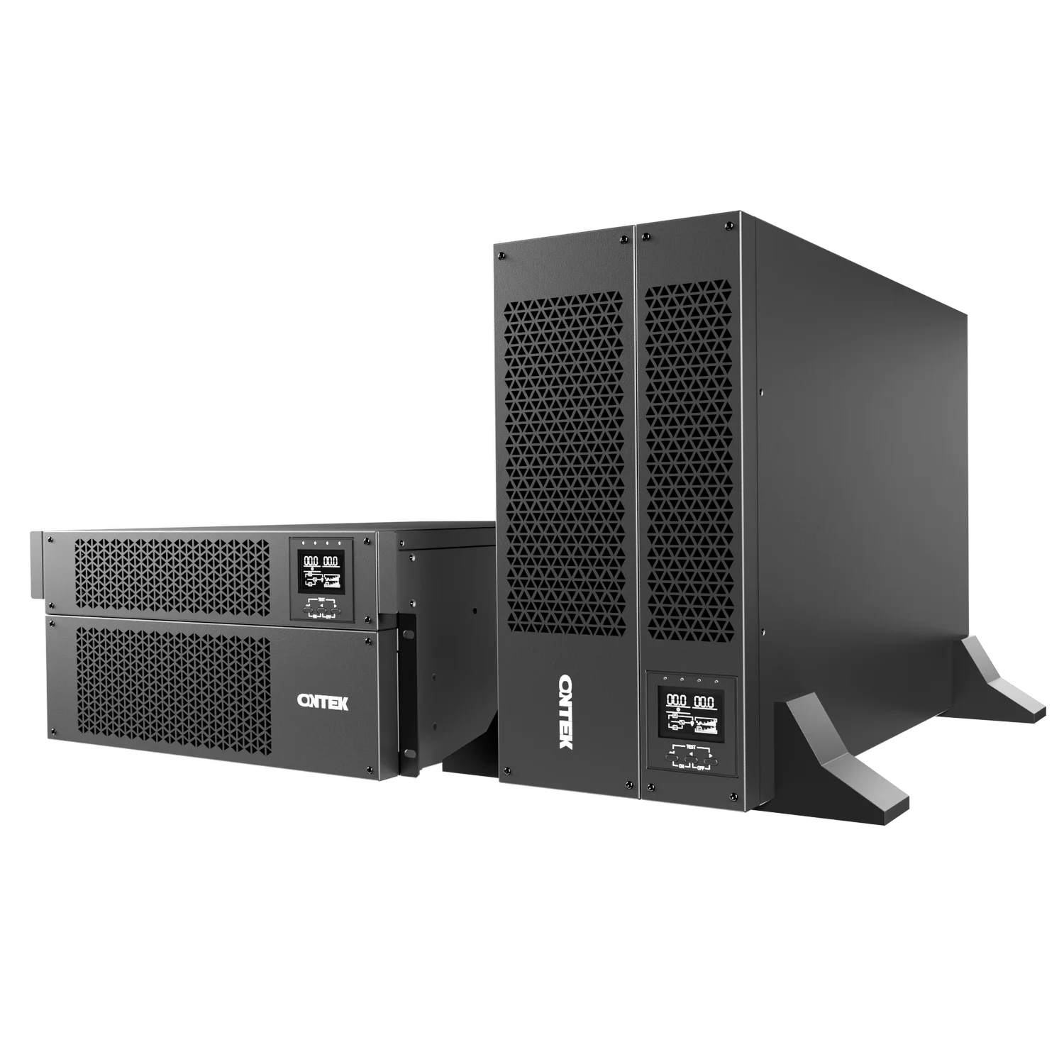 Источник бесперебойного питания/ ONTEK SM RT 10 (SB) BUL10, 10 кВА/ 10 кВт (PF=1) с внутренними аккумуляторными батареями 20шт/ 9Ач с расчетным сроком службы 10 лет, выходными клеммами и выходными розет (SMRT 10 (SB) BUL10)