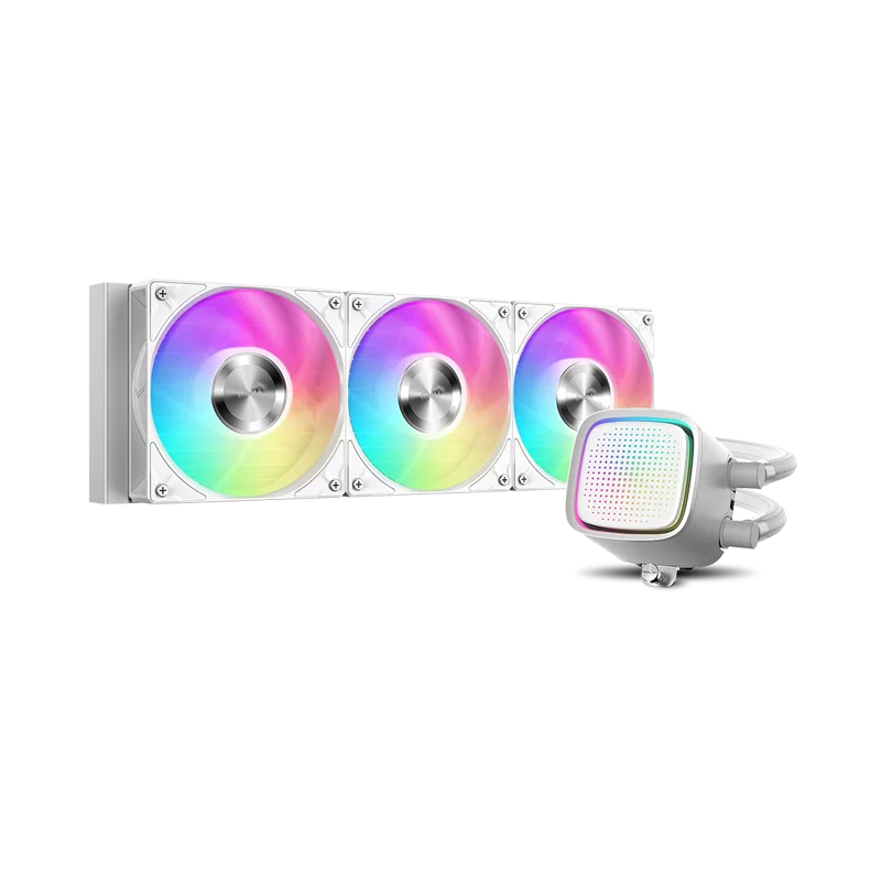 Водяное охлаждение для процессора/ Water Cooling System SAMA L50 360WH (320W, 360mm, White, ARGB/ Fans: 3x120mm, 72.3CFM, 28dBA, 2200RPM/ Pump height 65mm, 30dBA, 3000RPM, Rad thickness 27mm/ S: 1851, (L50-WHWAYX03-G)