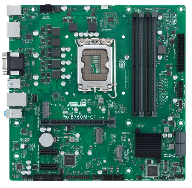 Материнская плата ASUS PRO B760M-CT-CSM, LGA1700, B760, 4*DDR5, 4*SATA, 2*M.2, 2*USB 3.2, 2*USB 2.0, 1*PCIx16, 2*PCIx1, DP+HDMI+VGA, mATX, 90MB1DY0-M1EAYC