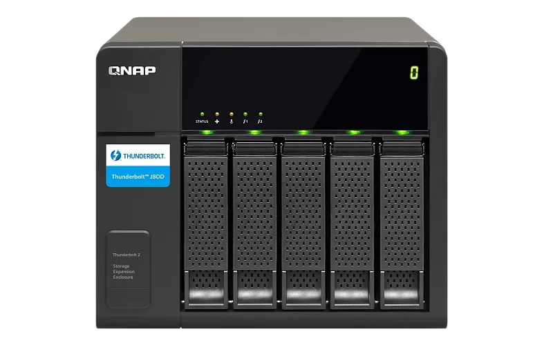 Полка расширения сетевого хранилища без дисков/ channel QNAP TX-500P Expansion unit with 2xThunderbolt 2 interface, 5-tray w/o HDD. W/o Thunderbolt cables.