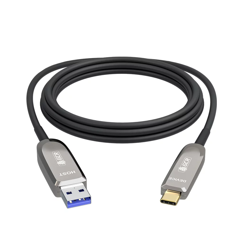 GCR PRO Кабель USB 3.1 (USB 3.2 Gen 2) Type-C, 10.0m, оптический, AM / CM, 10 Гбит/с, черный (GCR-56235)