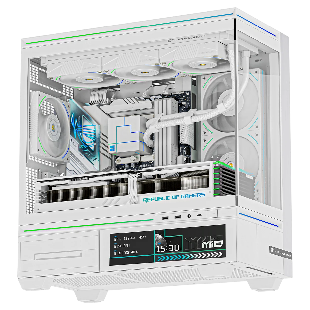 Корпус без блока питания/ Case Thermalright M10 Vision FAN4-M, Mini-Tower, TG, LCD, 4x120mm ARGB, 2xUSB-A 3.0, 1xUSB Type-C, mATX, mITX White (TL-M10 VISION WHITE FAN4-M)