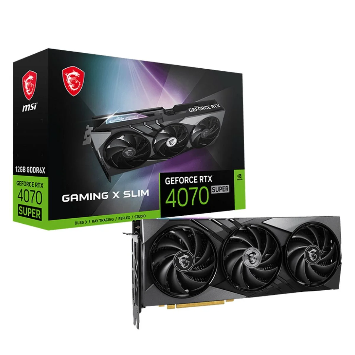 Видеокарта MSI RTX4070 SUPER GAMING X SLIM 12GB GDDR6X 192bit 3xDP HDMI 3FAN (RTX 4070 SUPER 12G GAMING X SLIM||BP)