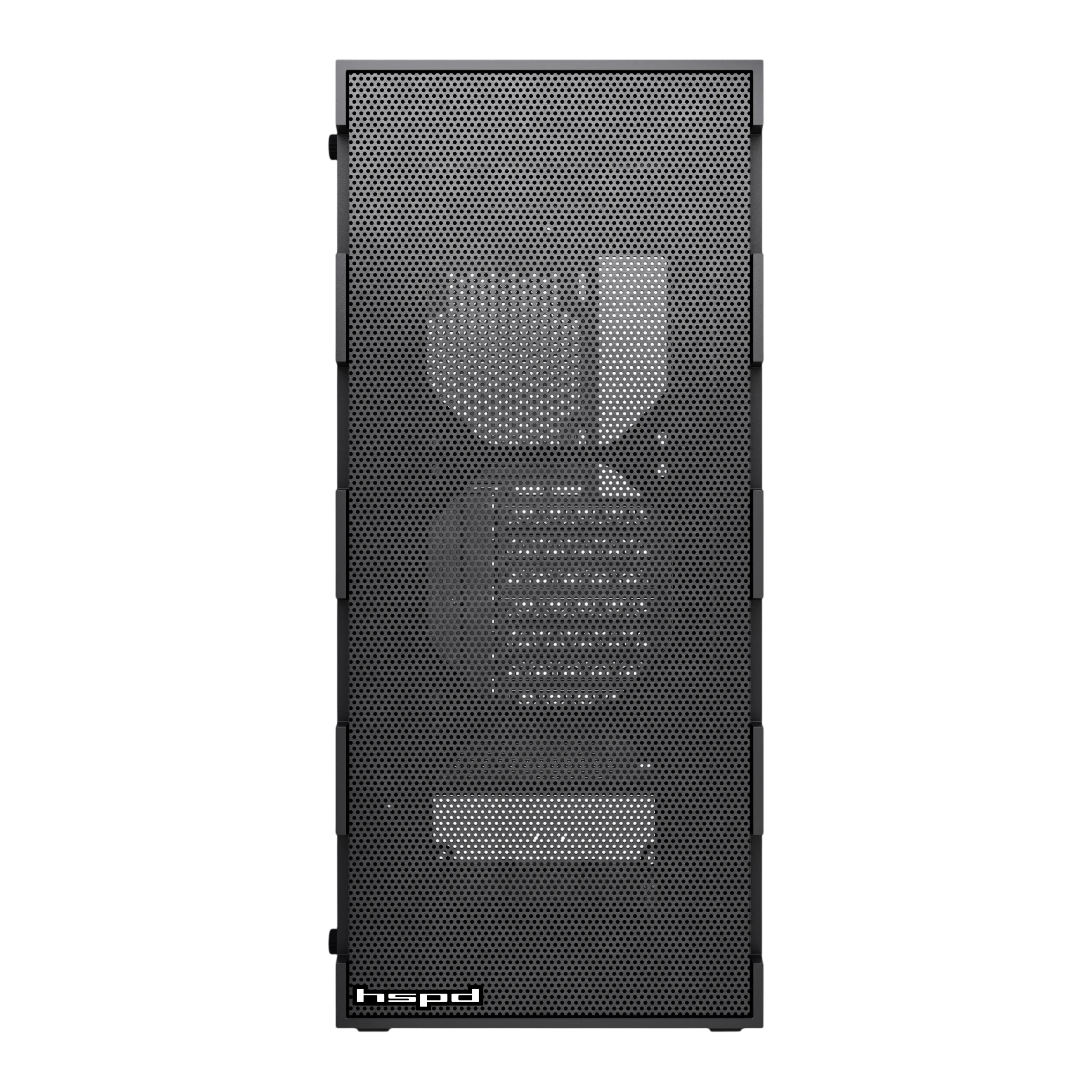 Корпус без блока питания/ Case HSPD M550, Mesh Mid Tower, Black, TG, 0.45 SPCC, no fans ATX, mATX, mITX 160/ 340/ 200mm 2x2.5", 2x3.5", 7xPCI 1xUSB-A 3.0, 2xUSB-A 2.0 395x195x450mm (M550-TGBK)