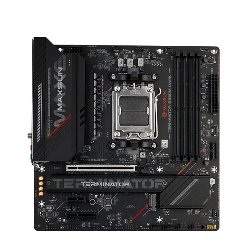 Материнская плата MAXSUN MS-Terminator B850M DARK WIFI, AM5, B850, 4*DDR5, 4*SATA 3.0, 3*M.2, USB 2.0, USB 3.2, Type-C, 1*PCIEx16, 1*PCIEx4, 1*PCIEx1, HDMI+DP, mATX