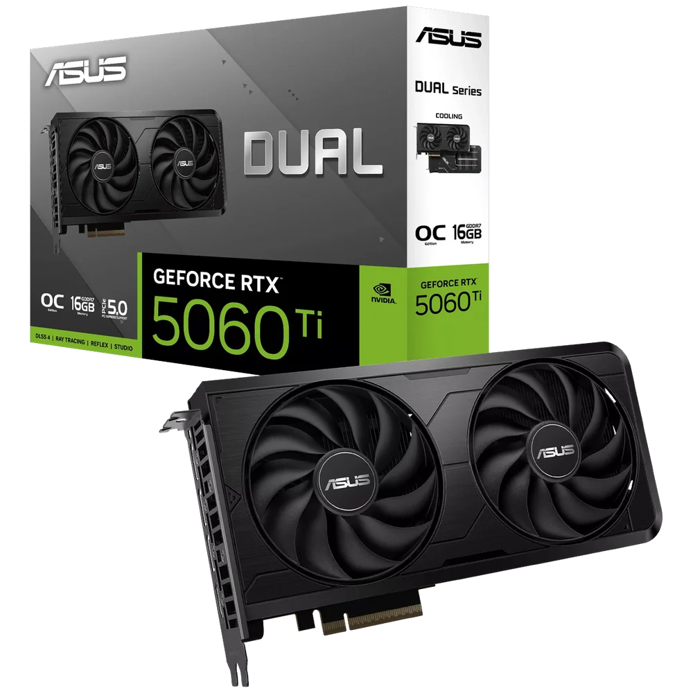 Видеокарта ASUS RTX5060Ti DUAL EVO OC 16GB GDDR7 128bit 3xDP HDMI 2FAN RTL (DUAL-RTX5060TI-O16G-EVO) (90YV0NQ0-M0NB00)
