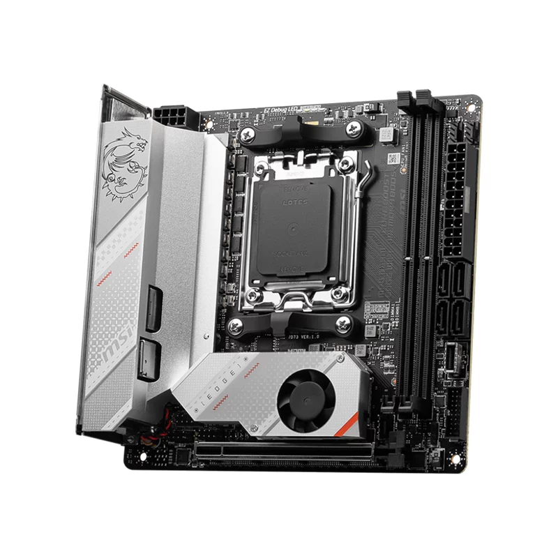 Материнская плата/ MB MSI AMD B650 sAM5, 2xDDR5(128GB), HDMI 2.1, 1xPCIe 4.0x16, 1xLAN (2.5GbE), Wi-Fi, BT, 4xSATA 6Gb/s, 2xM.2, 1xUSB-C, 5xUSB 3.2, mini ITX (MPG B650I EDGE WIFI)