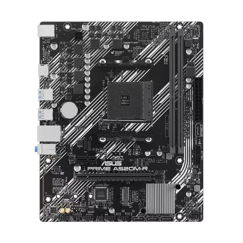 Материнская плата ASUS PRIME A520M-R, Socket AM4, A520, 2*DDR4,HDMI, 4SATA3 + RAID, Audio, Gb LAN, M2, USB 5Gbps, USB 2.0, COM*1 header (w/ o cable), mATX (90MB1H60-M0EAY0)