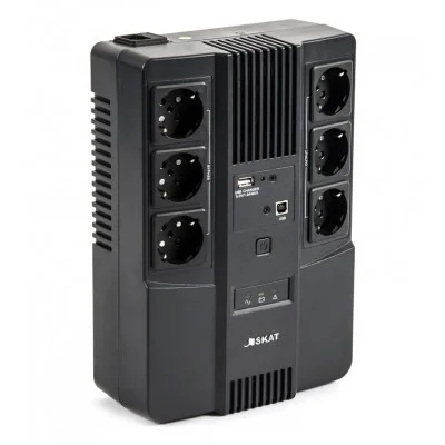 ИБП Бастион SKAT-UPS 600-AI-IN-1x7 {Line-interactive, 600/ 360Вт, USB/ RJ-45, АКБ 1х 7Ач, сверху ЕВРО 3+3, реестр МПТ} (8998) (8998 SKAT-UPS 600-AI-IN-1X7)