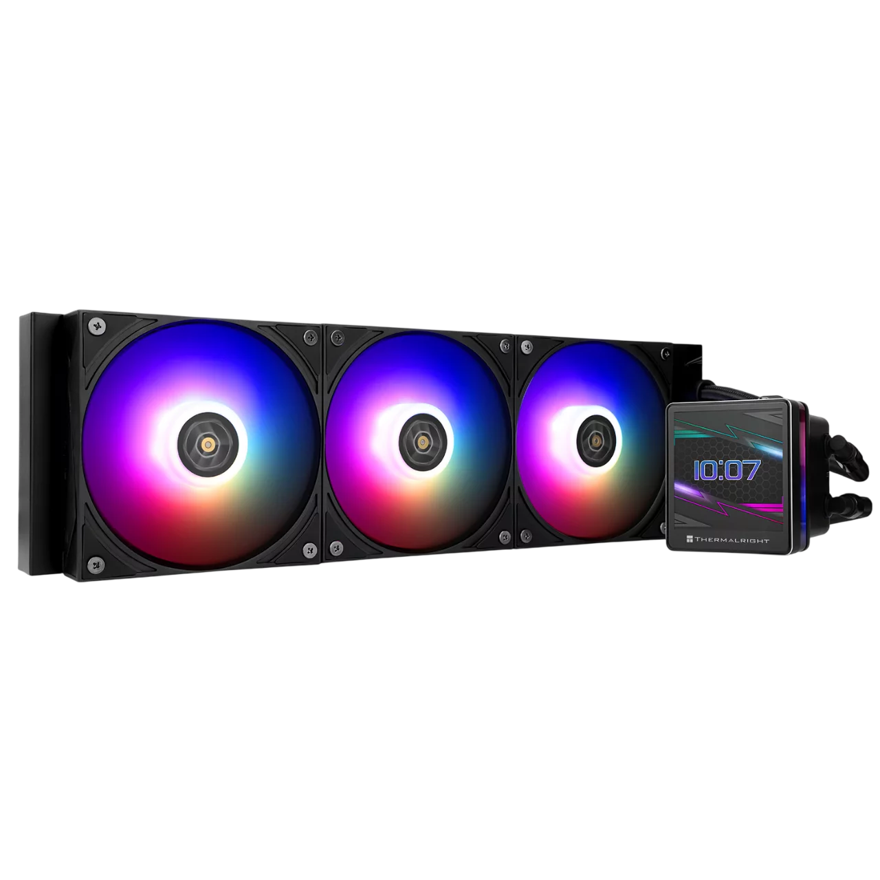 Водяное охлаждение для процессора/ Water Cooling System Thermalright Grand Vision 360 (360mm, LED, Black, ARGB/ Fans: 3x120mm, 80.45CFM, 29.4dBA, 2150RPM/ Pump height 72.5mm, 6400RPM, Rad thickness 27 (G-VISION-BL-360-ARGB)