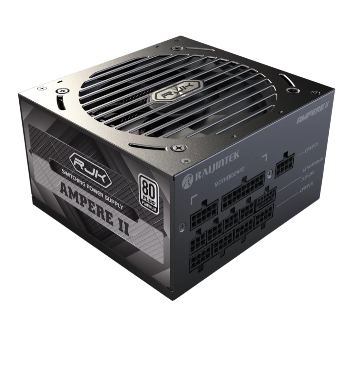 Блоки питания/ Power Supply Raijintek AMPERE II 850, 850W 80+ Platinum (ATX, 3.1, PCIe 5.1, Full-modular, 1x24(20+4)pin, 2x4+4-pin CPU, 3x6+2-pin PCIe, 1x12V(2x6), 10xSATA3, 5xMolex, Active, 120x120mm (0R30B00043)