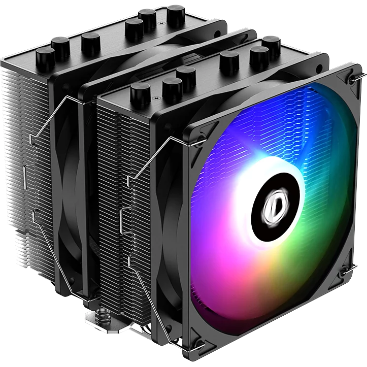 Кулер для процессора/ CPU Cooler ID-COOLING SE-55 ARGB (250W, 4-pin PWM, 153mm, Al/Cu, 6x6mm, ARGB, 2x120mm, 68.2CFM, 35.2dBA, 1500RPM, S: 1700/1200/115X, AM5/AM4, Black)
